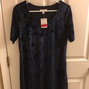 Blue velvet midi dress